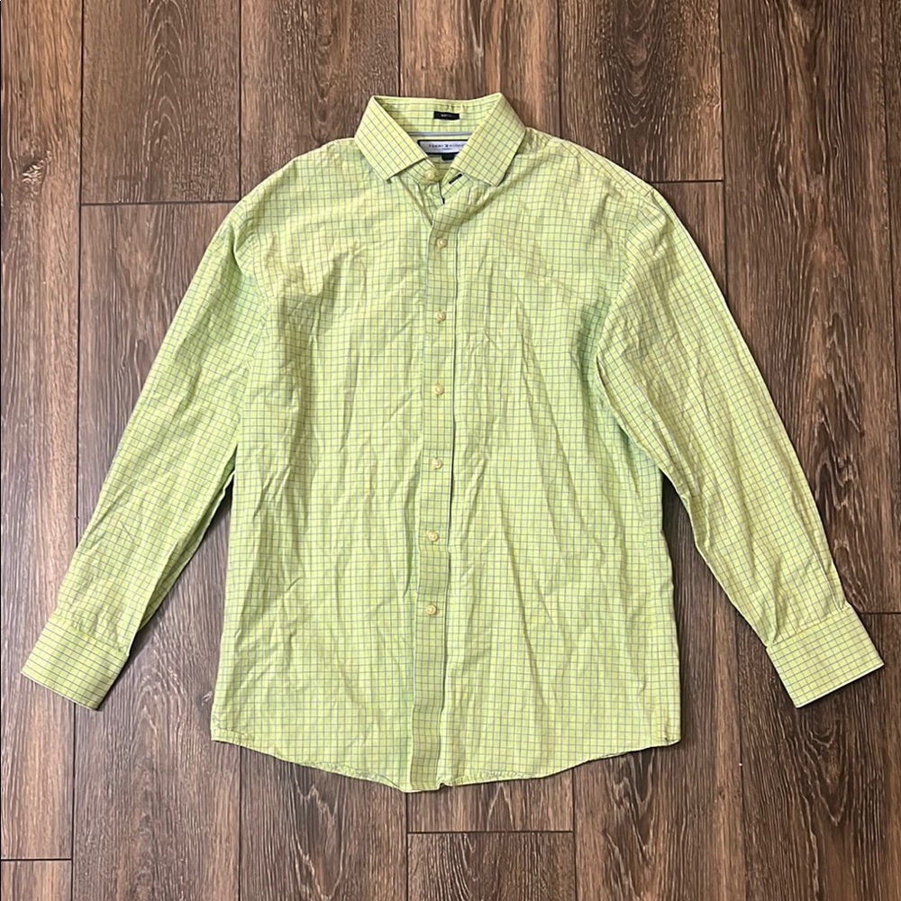 Tommy Hilfiger Ithaca Slim Fit Men's Medium Green Plaid Button Up Dress Shirt